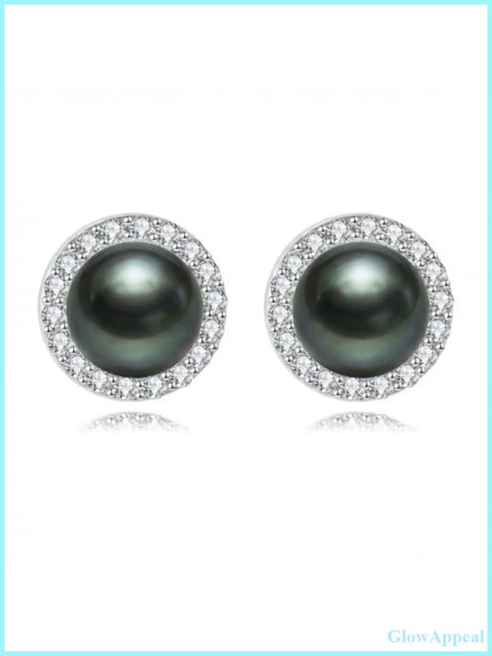 Lab Grown Diamond Freshwater Pearl Stud Earrings Sterling Silver